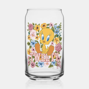 TWEETY™ Floral Embroidery Graphic Can Glass