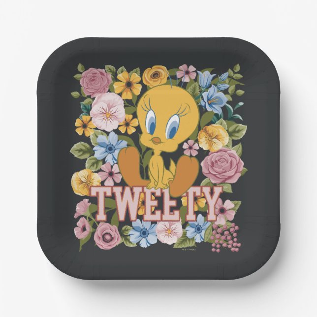 TWEETY™ Floral Embroidery Graphic Paper Plate (Front)