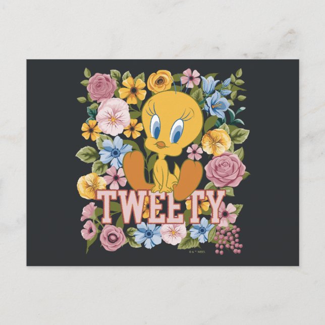 TWEETY™ Floral Embroidery Graphic Postcard (Front)