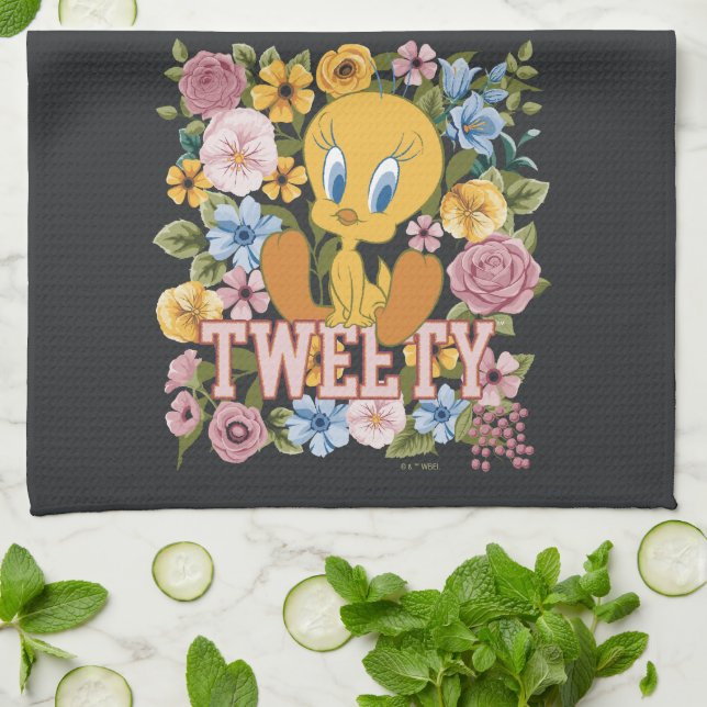 TWEETY™ Floral Embroidery Graphic Tea Towel (Folded)