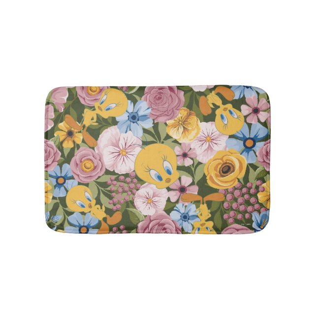TWEETY™ Floral Embroidery Pattern Bath Mat (Front)