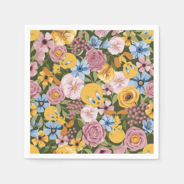 TWEETY™ Floral Embroidery Pattern Napkin (Front)