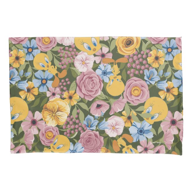 TWEETY™ Floral Embroidery Pattern Pillowcase (Front)