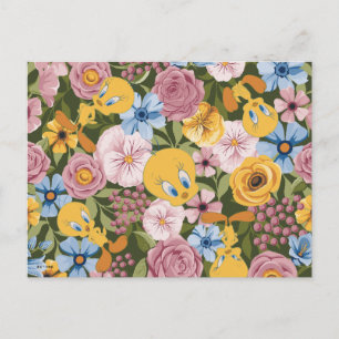 TWEETY™ Floral Embroidery Pattern Postcard