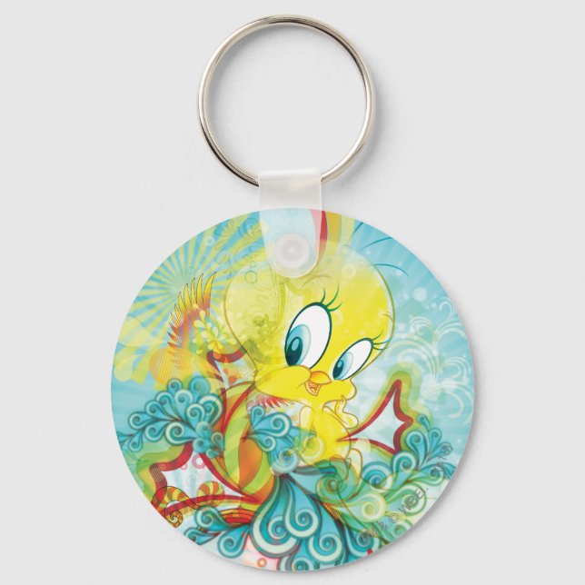 Tweety In Blue Wave Key Ring (Front)