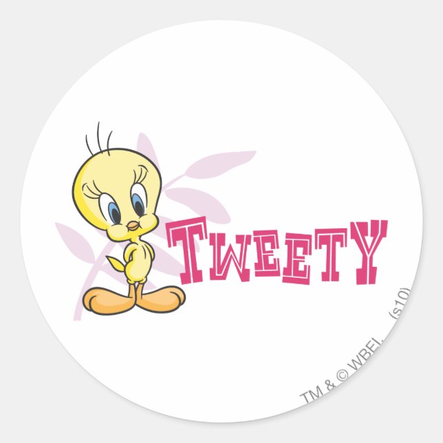 "TWEETY™" Pink Classic Round Sticker (Front)