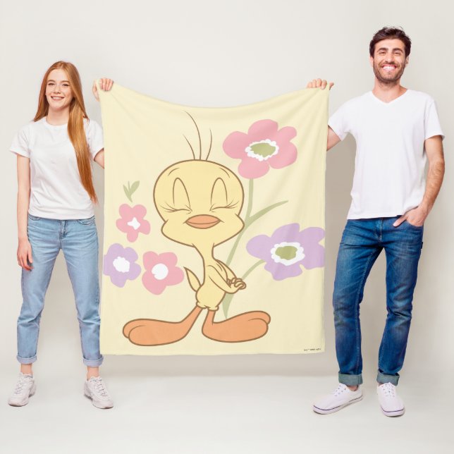 TWEETY™ Pink Purple Flowers Fleece Blanket (In Situ)