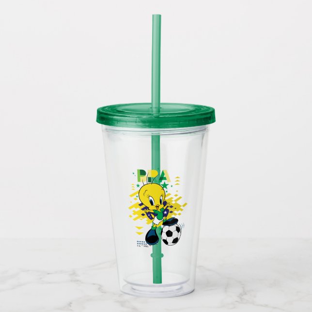TWEETY™ Team Brazil Soccer Graphic Acrylic Tumbler (Front)