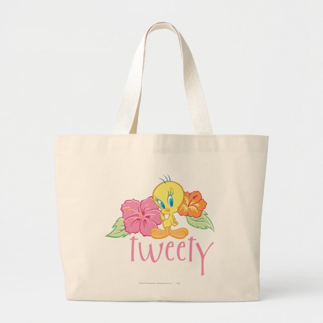 TWEETY™ Tropical Flowers Large Tote Bag (Front)