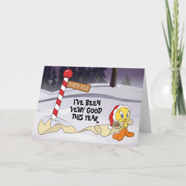 TWEETY™ With Christmas Wishlist Holiday Card (Front)