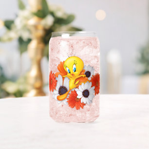 TWEETY™ With Daisies Can Glass