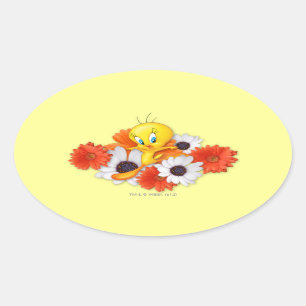 TWEETY™ With Daisies Oval Sticker