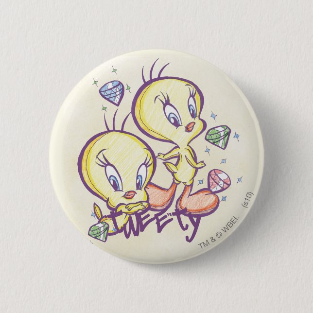TWEETY™ with Gems 6 Cm Round Badge (Front)