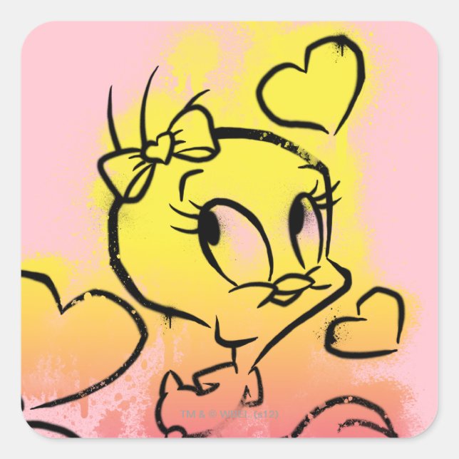 TWEETY™ With Hearts Square Sticker (Front)