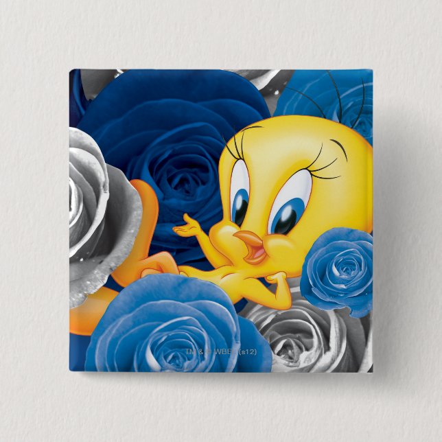 TWEETY™ With Roses 15 Cm Square Badge (Front)
