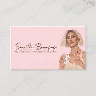 Tweezer Curler Extensions Eyelash Pink Girl  Business Card