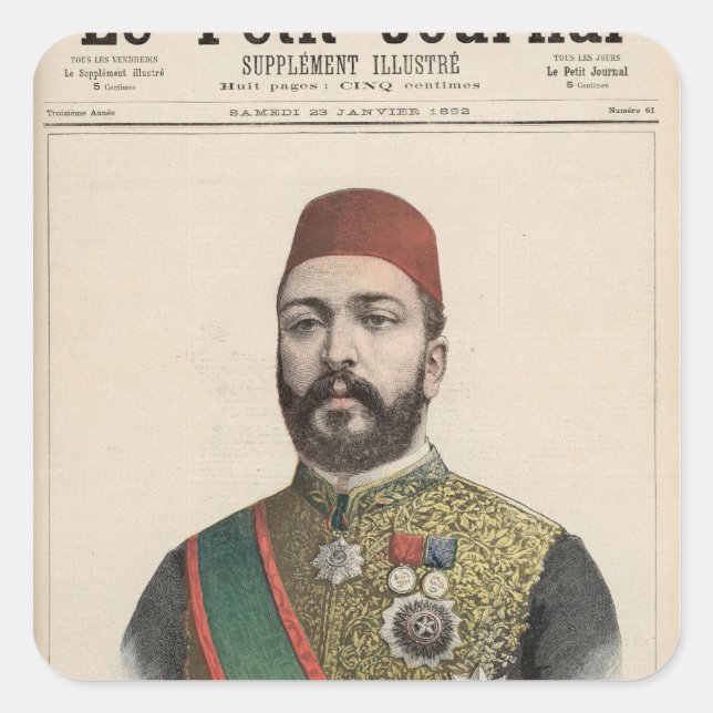 Twefik Pasha  Khedive of Egypt Square Sticker (Front)