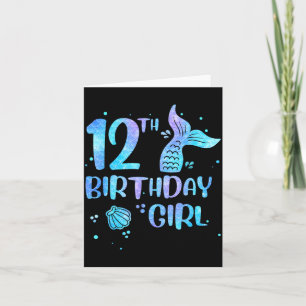 Twelfth Birthday Girl Mermaid 12th Toddlers Back Card