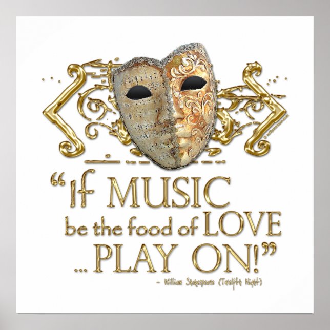 Twelfth Night Music Quote (Gold Version) Poster (Front)