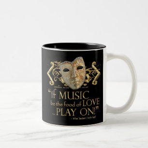 Twelfth Night Music Quote (Gold Version) Two-Tone Coffee Mug