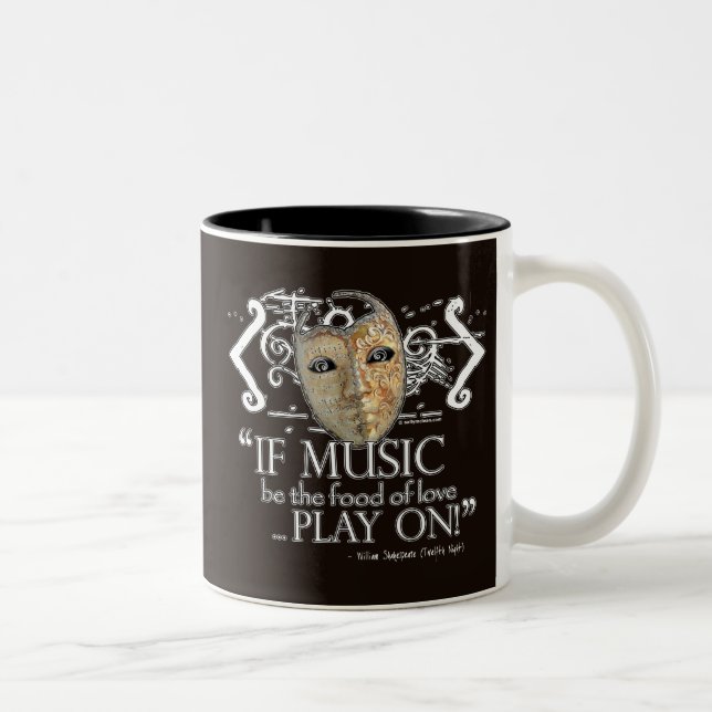 Twelfth Night Music Quote Two-Tone Coffee Mug (Right)