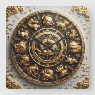 Twelve Branches Of Earth 03X ~ Chinese Zodiac Square Wall Clock