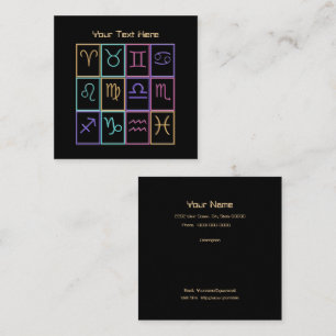 Twelve Colourful Zodiac Signs Square Business Card