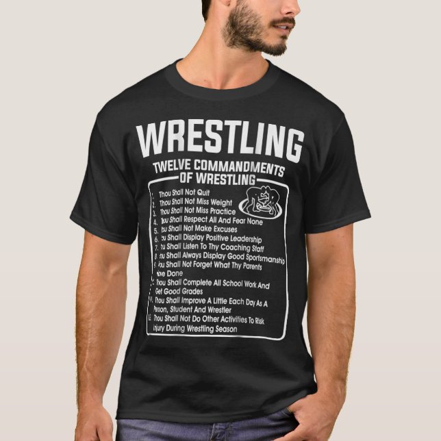 Twelve Commandments Of Wrestling T-Shirt (Front)