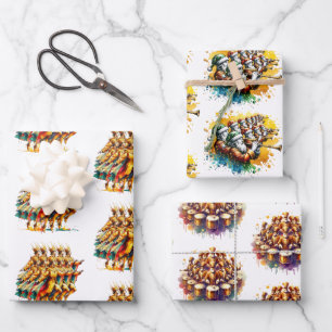 Twelve Days of Christmas Festive Gold Wrapping Paper Sheet