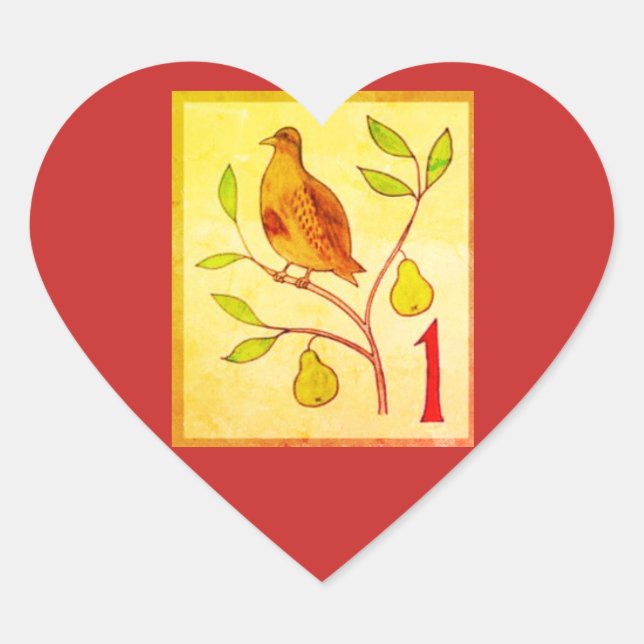 TWELVE DAYS OF CHRISTMAS HEART SHAPED STICKER (Front)