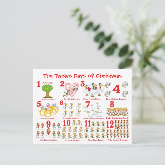 Twelve Days of Christmas Holiday Postcard (Standing Front)