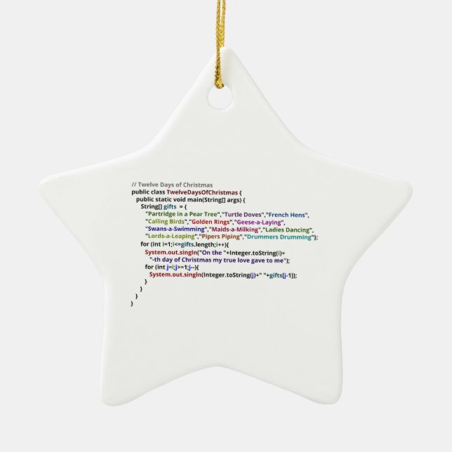 Twelve Days of Christmas in Java Ceramic Tree Decoration (Front)