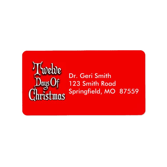 Twelve Days of Christmas Label (Front)
