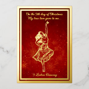 Twelve days of Christmas, Ladies Dancing Foil Holiday Card