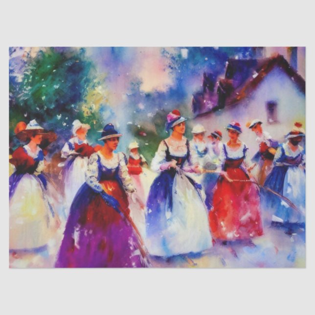 Twelve Days of Christmas: Maids A-Milking (D), Tissue Paper (Front)