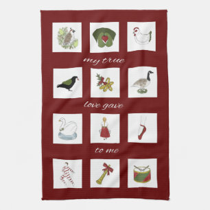Twelve Days of Christmas My True Love Tea Towel