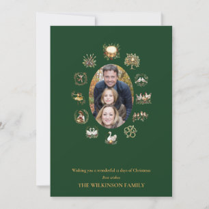 Twelve Days of Christmas photo green greeting card