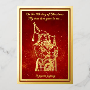 Twelve days of Christmas, Pipers Piping Foil Holiday Card