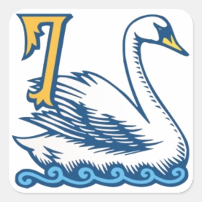Twelve Days of Christmas - Seven Swans a-Swimming Square Sticker (Front)