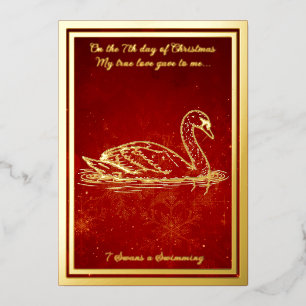Twelve days of Christmas, Swans a Swimming Foil Holiday Card