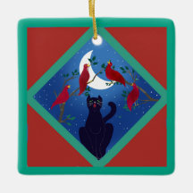 Twelve Days Of Christmas with Cat 4th Day Ceramic