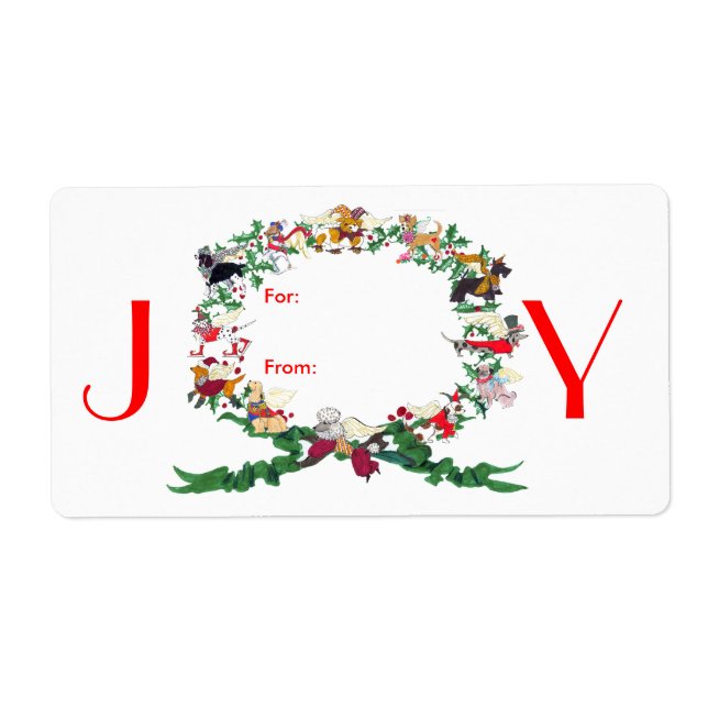 Twelve Dogs of Christmas Gift Tag Sticker (Front)