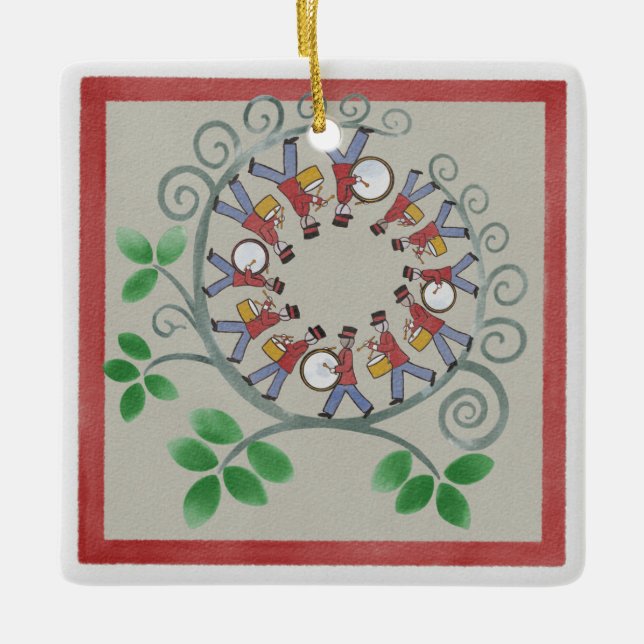 Twelve Drummers Drumming Christmas Ornament (Front)