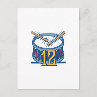 Twelve Drummers Drumming Holiday Postcard