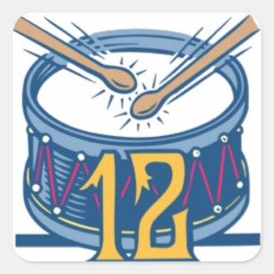 Twelve Drummers Drumming Square Sticker