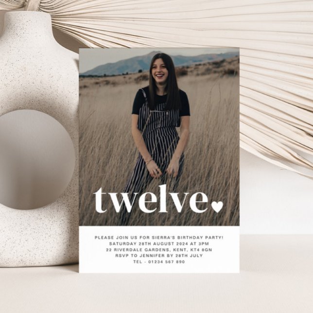 Twelve Heart Photo Birthday Invitation  (Creator Uploaded)