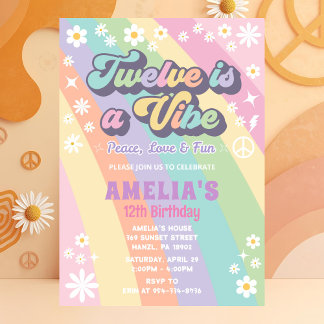 Twelve is a vibe birthday invitation