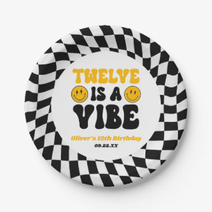 Twelve Is A Vibe Retro 12th Birthday Party Paper Plate