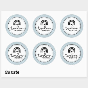 Twelve months rainbows and polka dots milestone classic round sticker