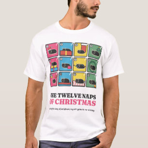 Twelve Naps of Christmas Funny Black Cat T-Shirt